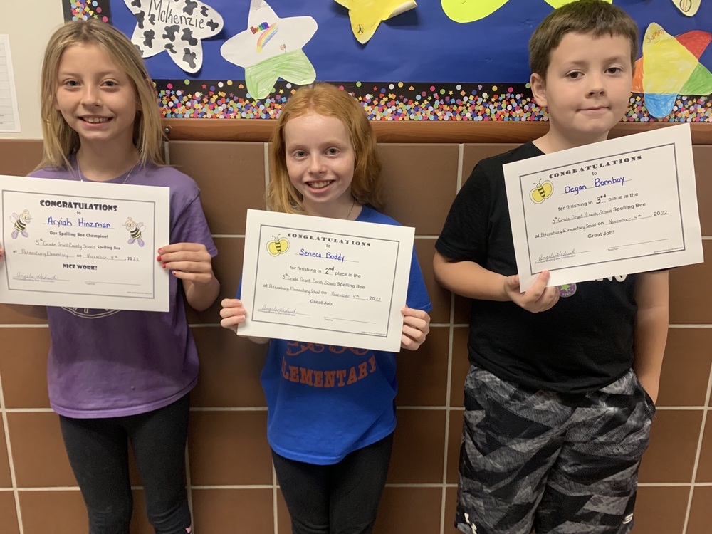 5th Grade County Spelling Bee Winners | Grant County Schools